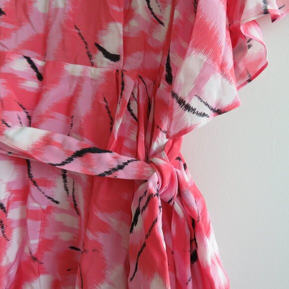 CLAUDIE PIERLOT Rabanel 100% Silk Crepe De Chine Abstract Print Ruffle Dress NWT - Picture 6 of 15